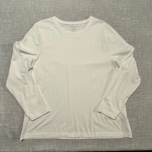 💙 Simons Contemporaine Supima Cotton Long Slv Tee XXL White Slighty Sheer NWOT